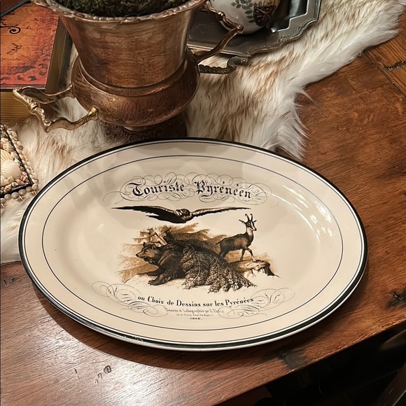 Creative Co-Op Other - French Lithograph Inspired Ceramic Platter